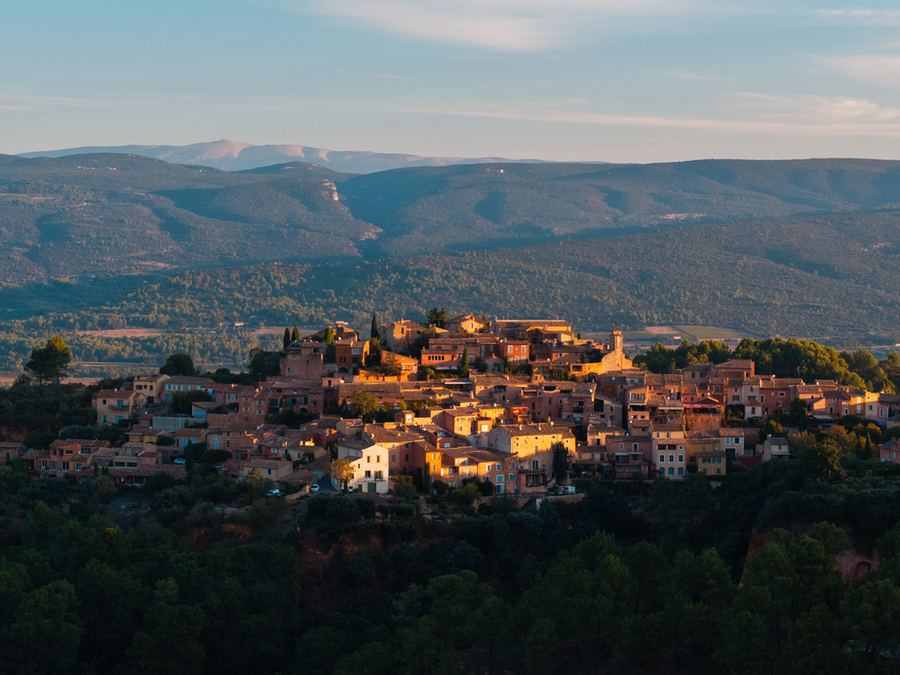 Hilltop village in the Luberon at sunset